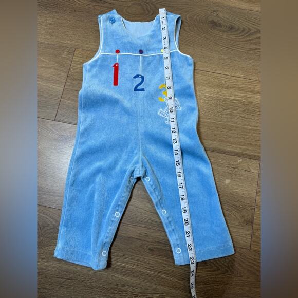 Vintage Thomas Baby Overalls Romper Blue With Numbers And Bear Size 18 Month - Picture 7 of 7